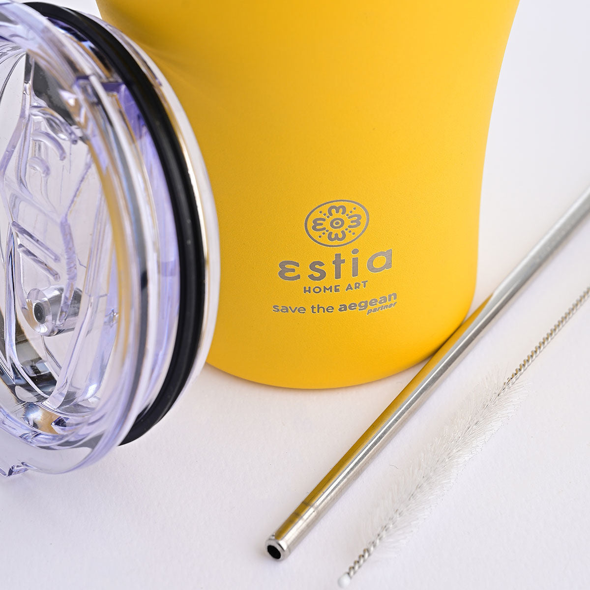 Estia Coffee Mug Save The Aegean Ποτήρι Θερμός με Καλαμάκι - 350ml