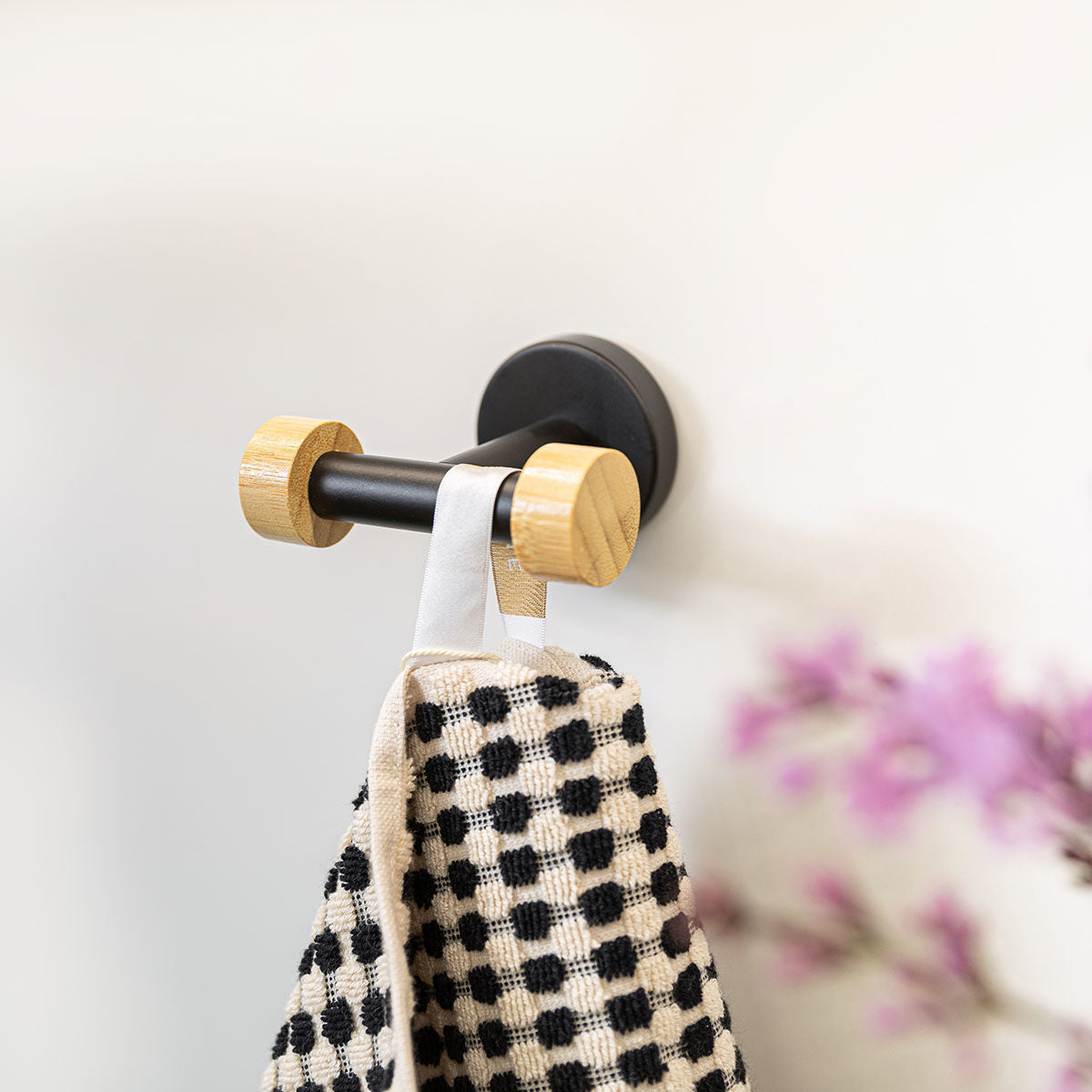 Estia Κρεμάστρα Επιτοίχια Bamboo Essentials Διπλή Μεταλλική Μαύρη