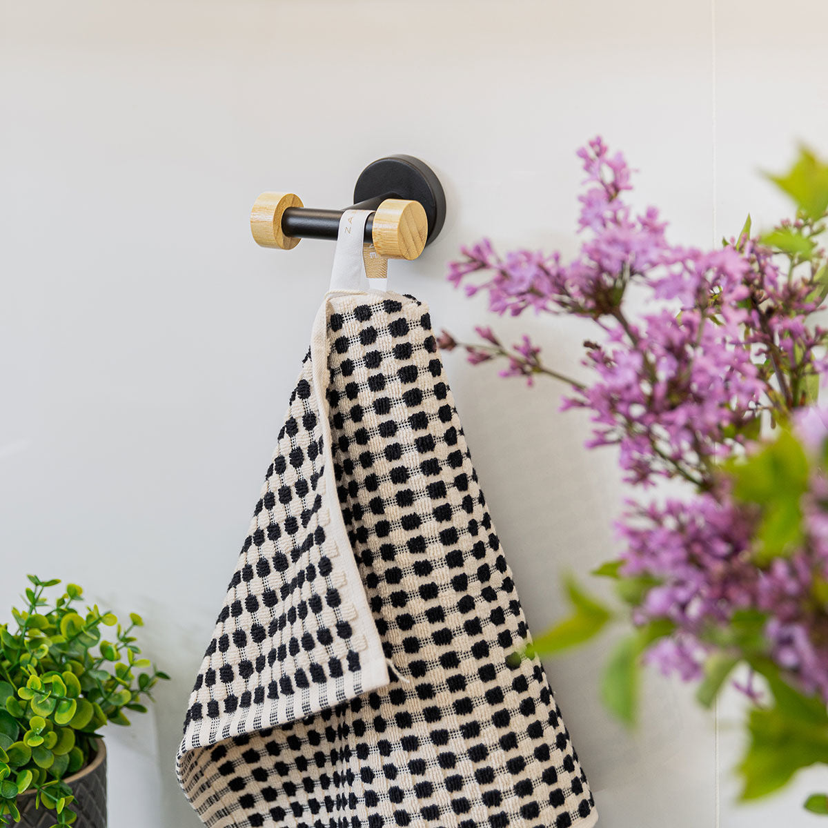 Estia Κρεμάστρα Επιτοίχια Bamboo Essentials Διπλή Μεταλλική Μαύρη