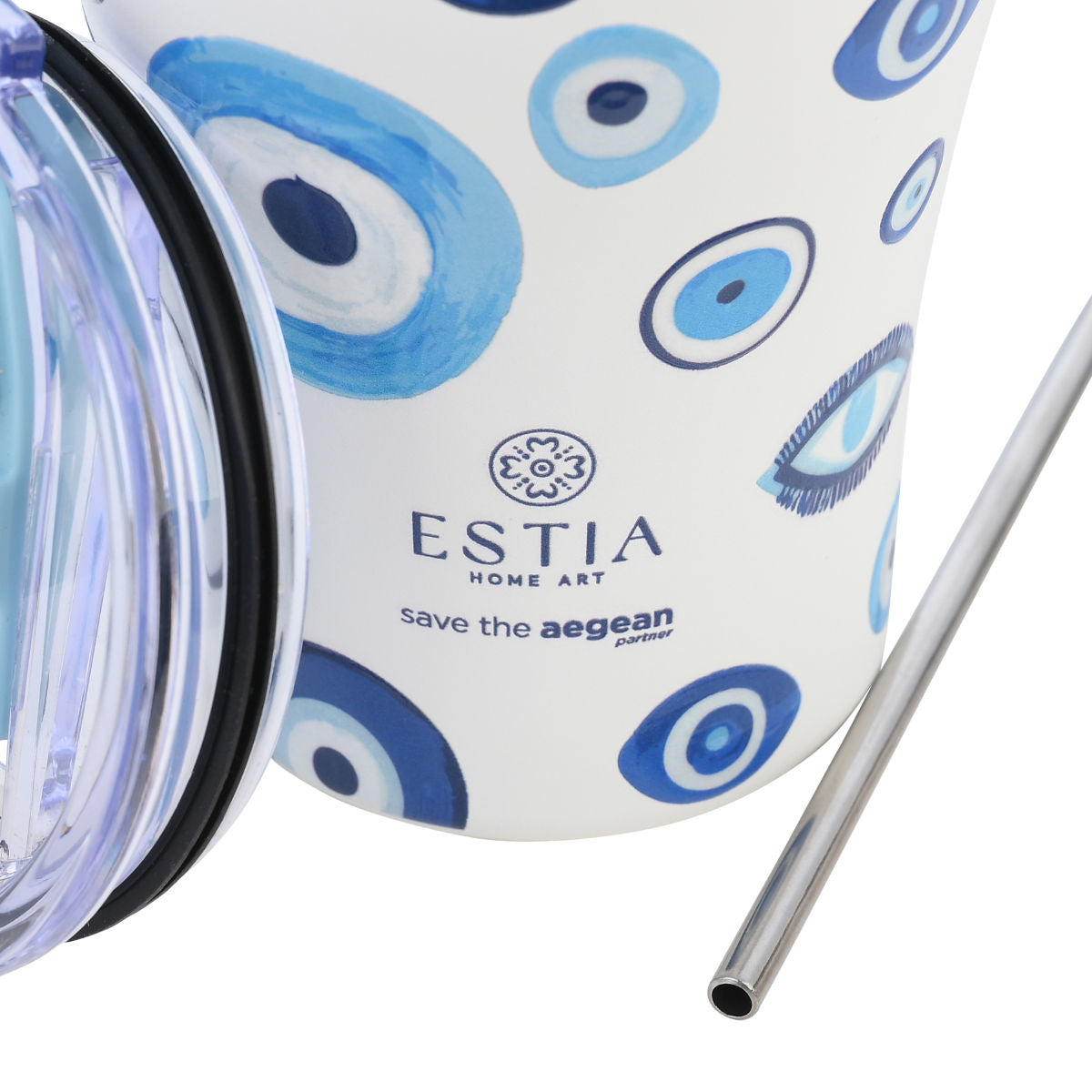 Estia Coffee Mug Save The Aegean Ποτήρι Θερμός με Καλαμάκι Series 3 - 350ml