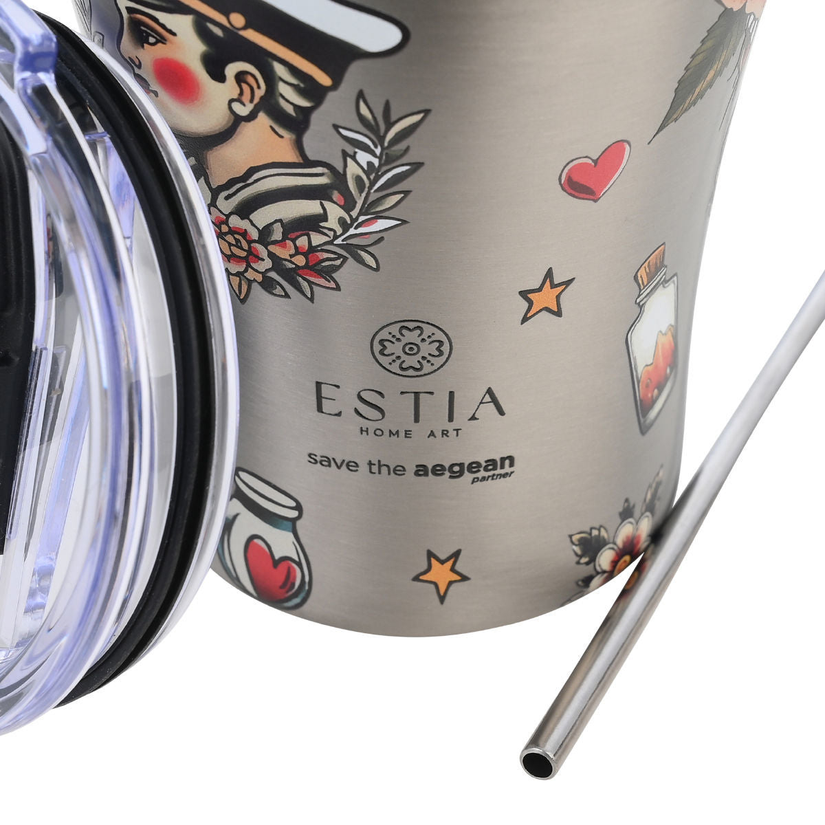 Estia Coffee Mug Save The Aegean Ποτήρι Θερμός με Καλαμάκι Series 3 - 350ml