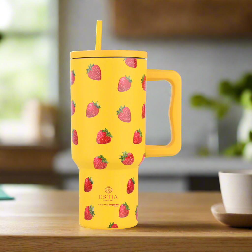 Estia Straw Tumbler XL Save The Aegean Ποτήρι Θερμός με Καλαμάκι Series 3 - 900ml