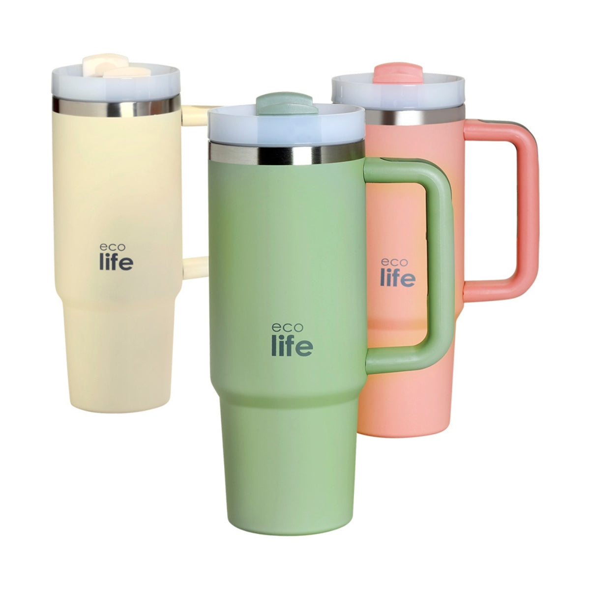 Ecolife Ποτήρι Θερμός με Λαβή και Καλαμάκι - 900ml