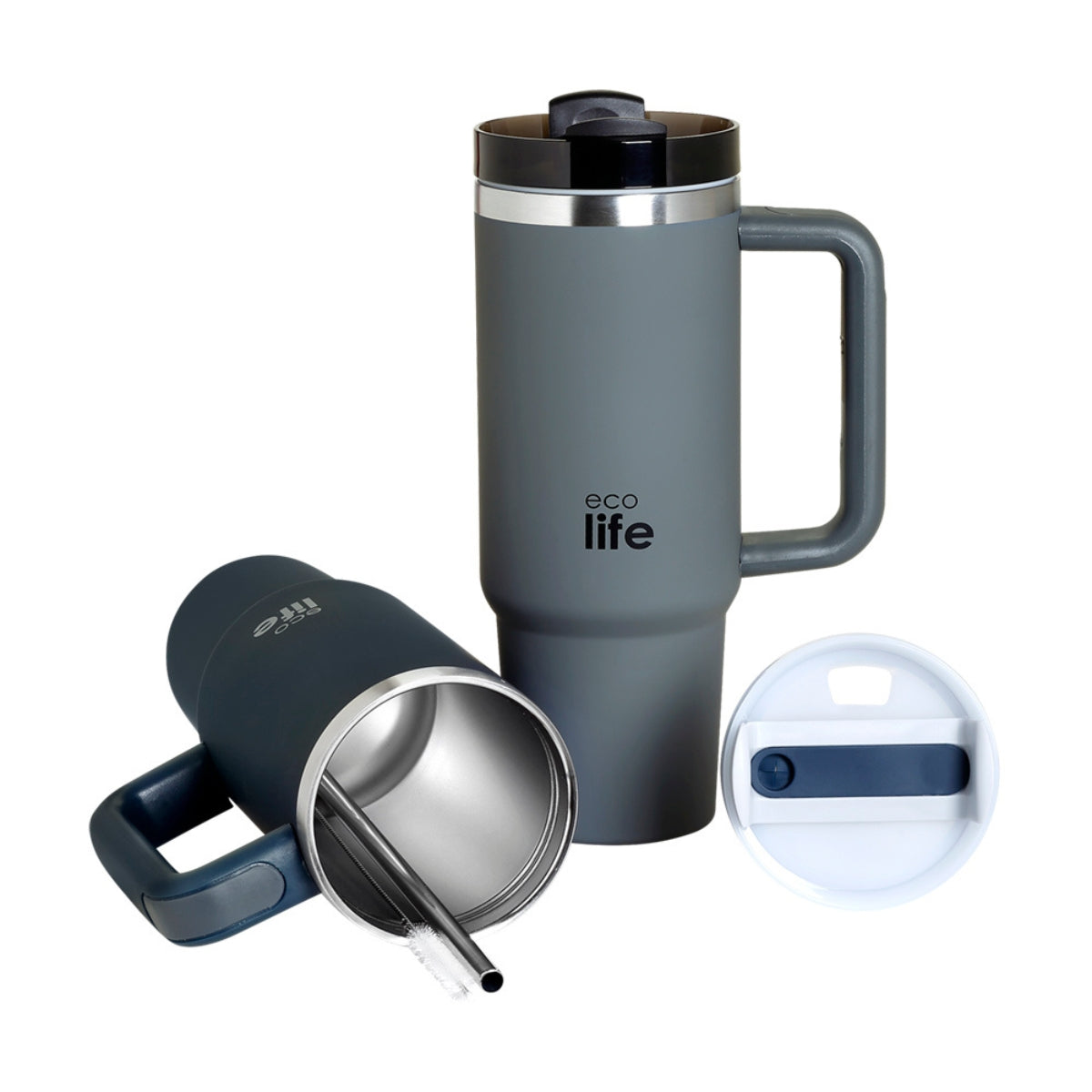 Ecolife Ποτήρι Θερμός με Λαβή και Καλαμάκι - 900ml