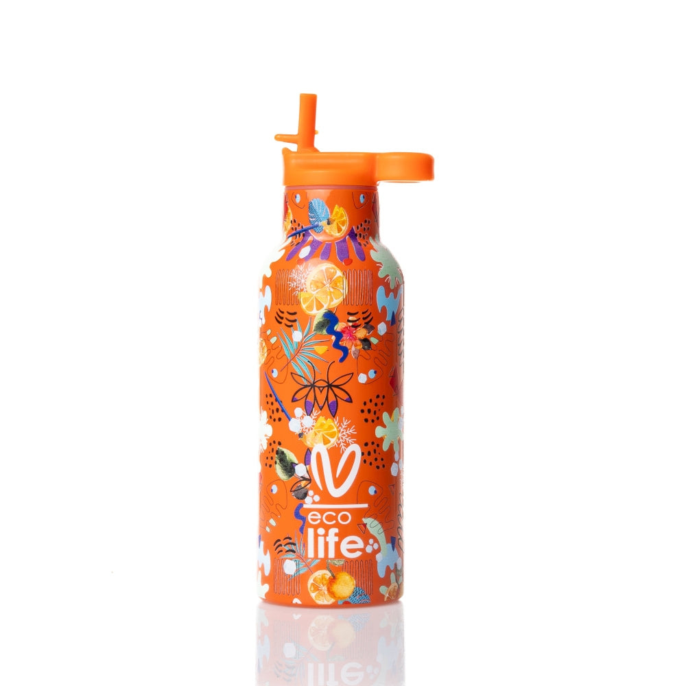 Ecolife x Vasiliki Kids Μπουκάλι Θερμός με Καλαμάκι - 500ml