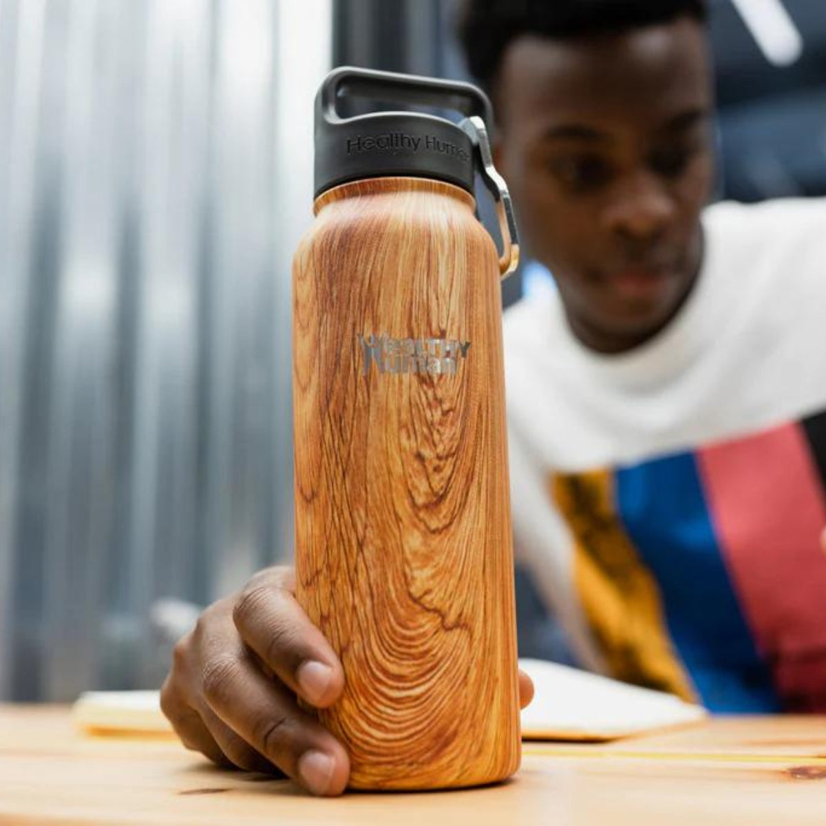 Healthy Human Μπουκάλι Θερμός Stein Bottle Natural Wood - 621ml