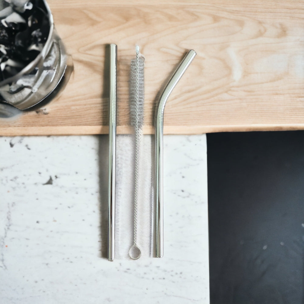 Hugs Coffee Mug Ποτήρι και Κούπα Θερμός με Διπλό Καλαμάκι και Βουρτσάκι