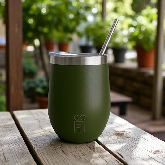 Hugs Coffee Mug Ποτήρι και Κούπα Θερμός με Διπλό Καλαμάκι και Βουρτσάκι - 350ml