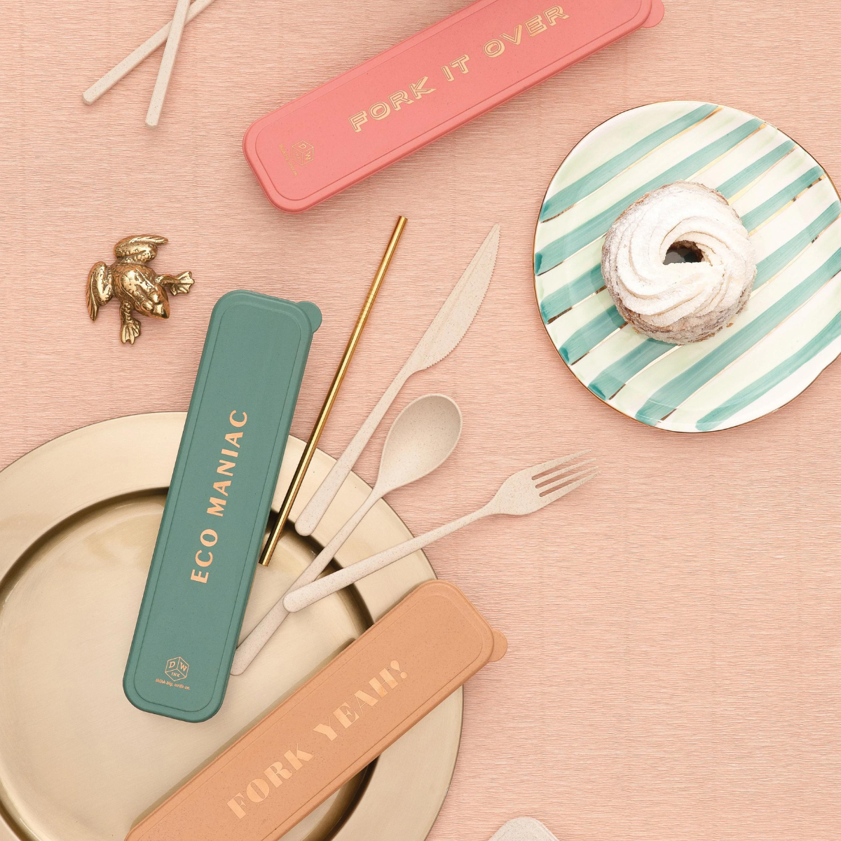 Designworks Σετ Μαχαιροπήρουνα με Καλαμάκι & Chopsticks σε Θήκη Eco Maniac