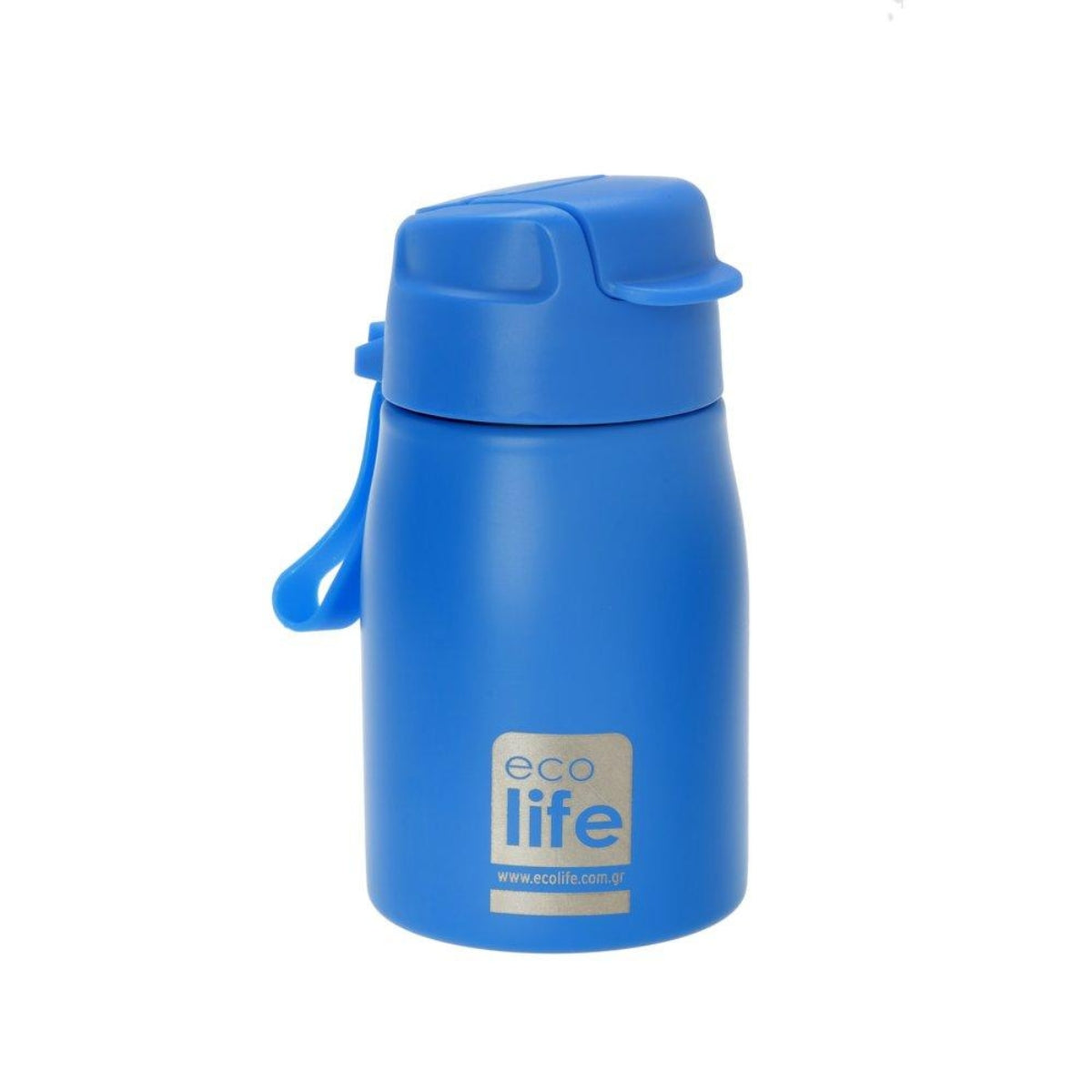 Ecolife Kids Μεταλλικό Ανοξείδωτο Παγουράκι με Εσωτερικό Καλαμάκι Μπλε - 400ml