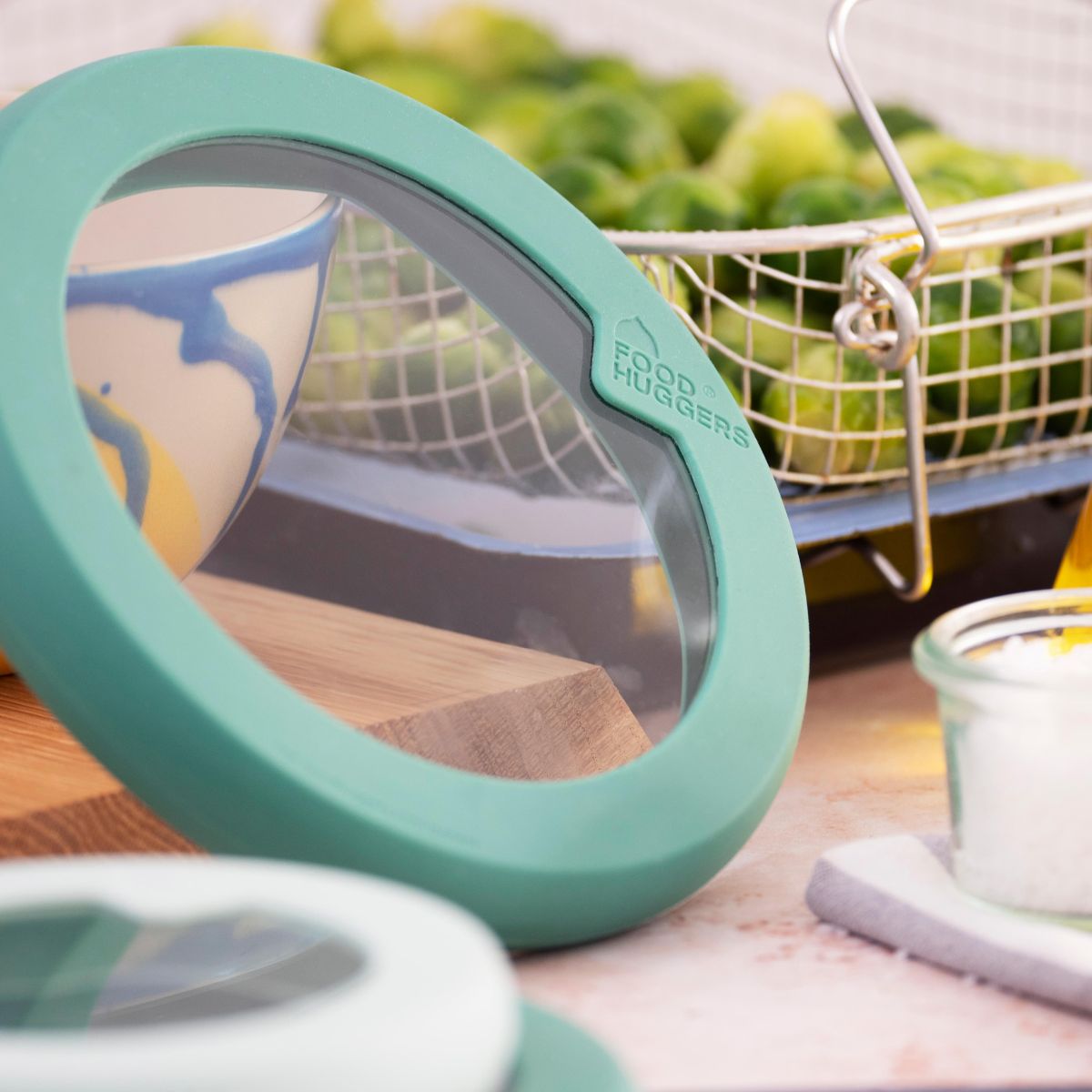 Food Huggers Καπάκι Σιλικόνης με Γυαλί Medium Gradual Green