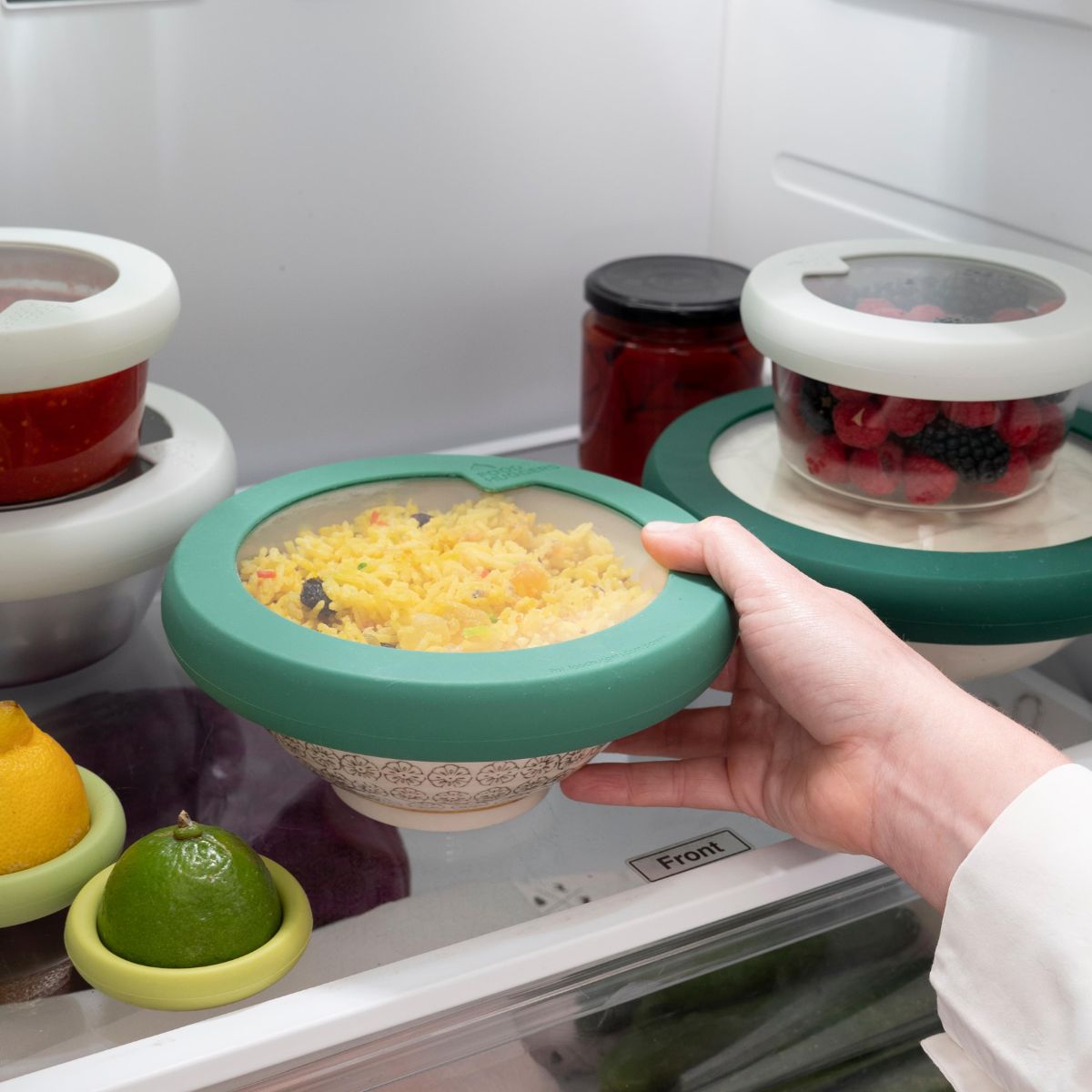 Food Huggers Καπάκι Σιλικόνης με Γυαλί Medium Gradual Green