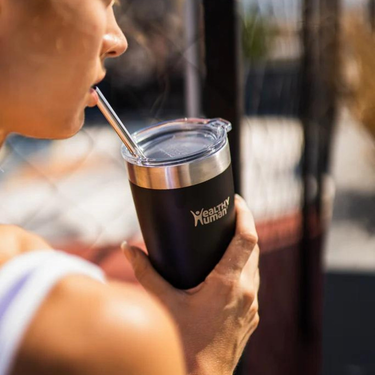 Healthy Human Ποτήρι Θερμός Cruiser Tumbler Pure Black με Καλαμάκι - 591ml