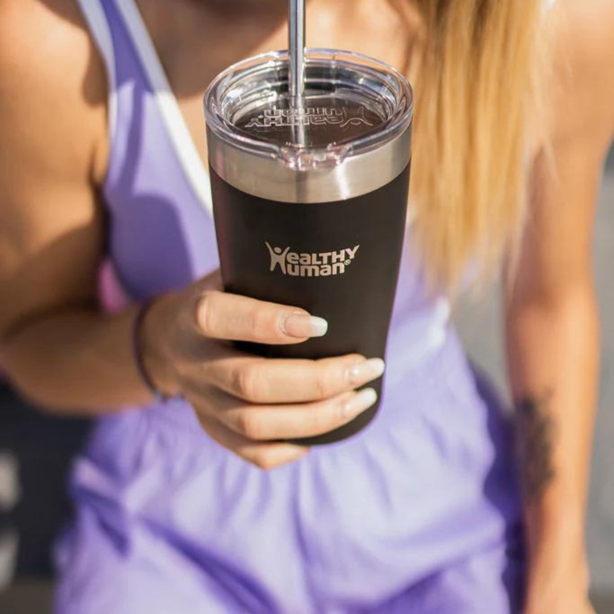Healthy Human Ποτήρι Θερμός Cruiser Tumbler Pure Black με Καλαμάκι - 591ml