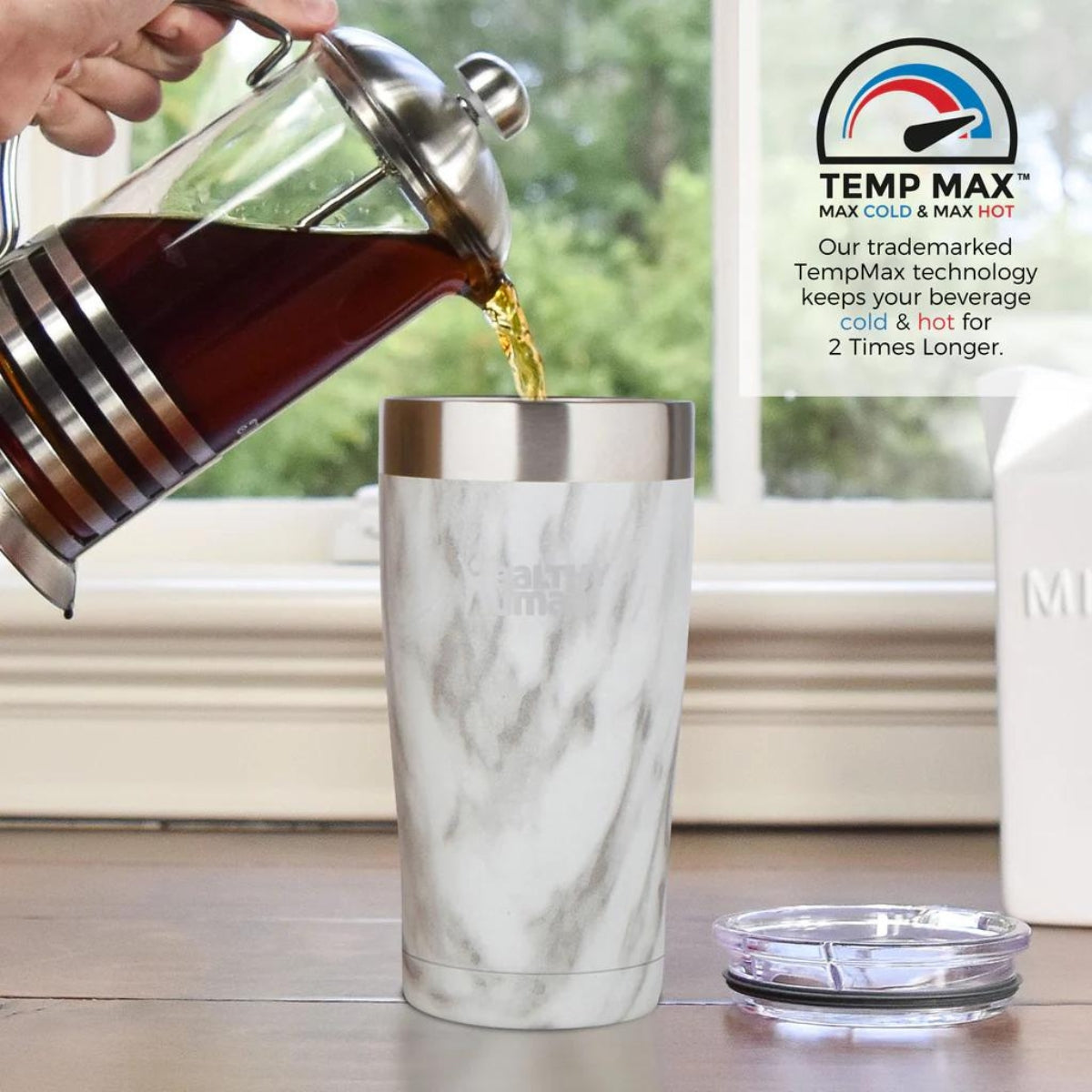 Healthy Human Ποτήρι Θερμός Cruiser Tumbler Stone White με Καλαμάκι - 591ml