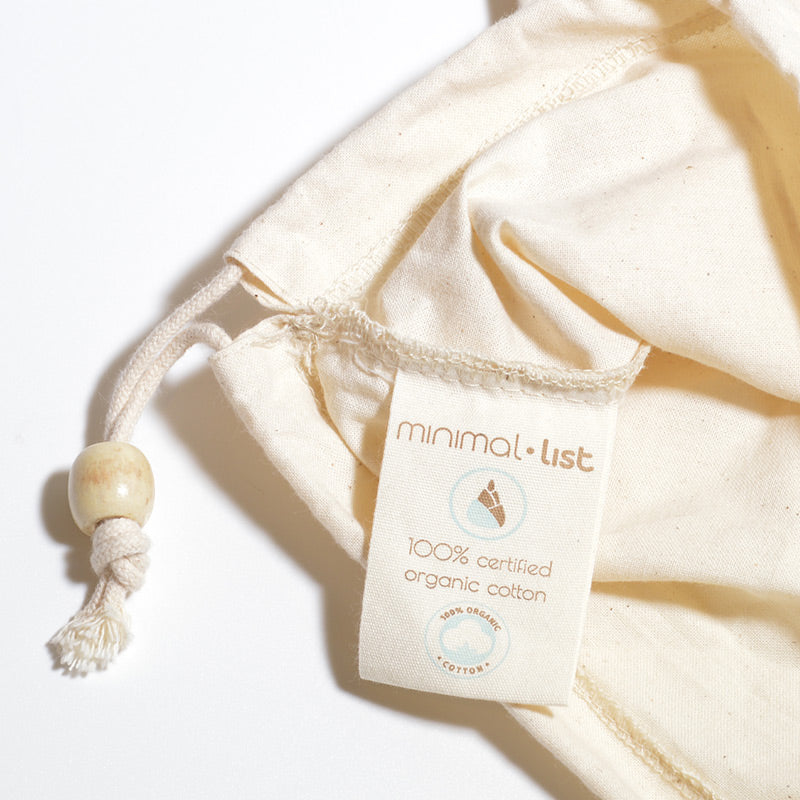 Minimal List Επαναχρησιμοποιούμενες Θήκες Πουγκιά Τροφίμων από Οργανικό Βαμβάκι - Σετ 3τμχ