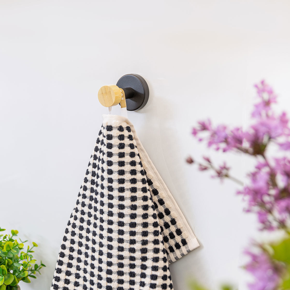Estia Κρεμάστρα Επιτοίχια Bamboo Essentials Μονή Μεταλλική Μαύρη