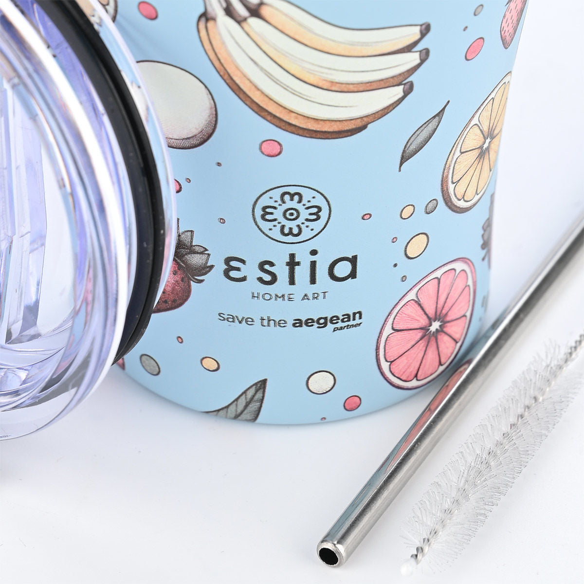 Estia Coffee Mug Save The Aegean Ποτήρι Θερμός με Καλαμάκι New Collection - 350ml