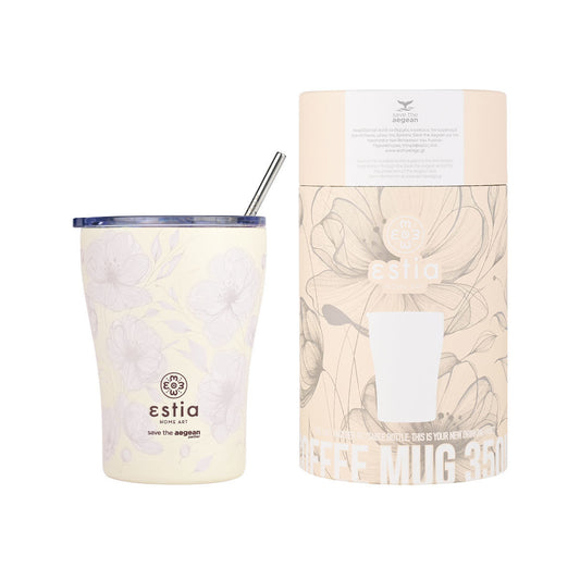 Estia Coffee Mug Save The Aegean Ποτήρι Θερμός με Καλαμάκι New Collection - 350ml