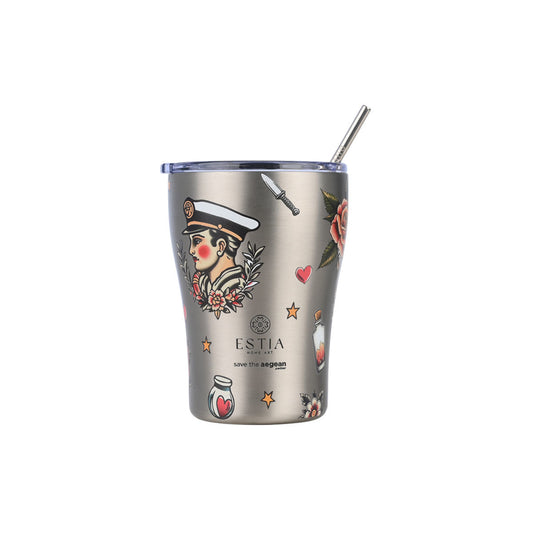 Estia Coffee Mug Save The Aegean Ποτήρι Θερμός με Καλαμάκι Series 3 - 350ml
