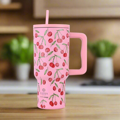 Combo Estia Straw Tumbler XL 900ml & Hugs Straw Toppers Flowers σετ 4τμχ