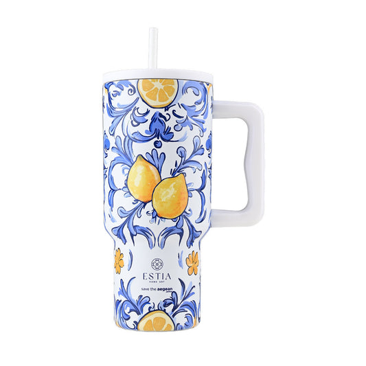 Estia Straw Tumbler XL Save The Aegean Ποτήρι Θερμός με Καλαμάκι Series 3 - 900ml