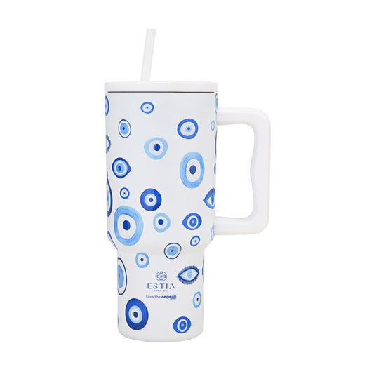 Estia Straw Tumbler XL Save The Aegean Ποτήρι Θερμός με Καλαμάκι Series 3 - 900ml