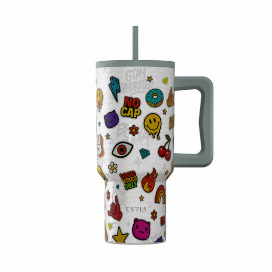 Estia Straw Tumbler XL Save The Aegean Ποτήρι Θερμός με Καλαμάκι Series 4 - 900ml