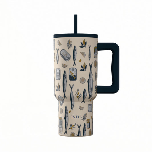 Estia Straw Tumbler XL Save The Aegean Ποτήρι Θερμός με Καλαμάκι Series 4 - 900ml