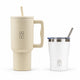 Combo Hugs My Tumbler 900ml Cream Beige & Coffee Cup 350ml Λευκό