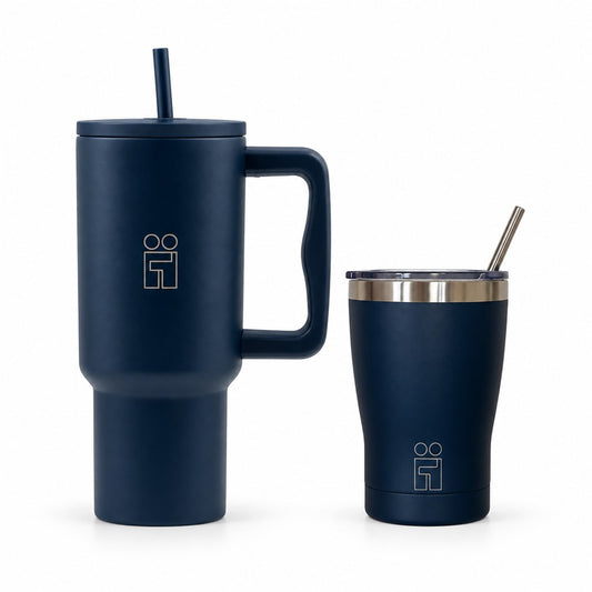 Combo Hugs My Tumbler 900ml Deep Navy Blue & Coffee Cup 350ml Μπλε Σκούρο