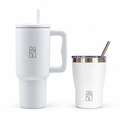 Combo Hugs My Tumbler 900ml Pure Feel & Coffee Cup 350ml Λευκό