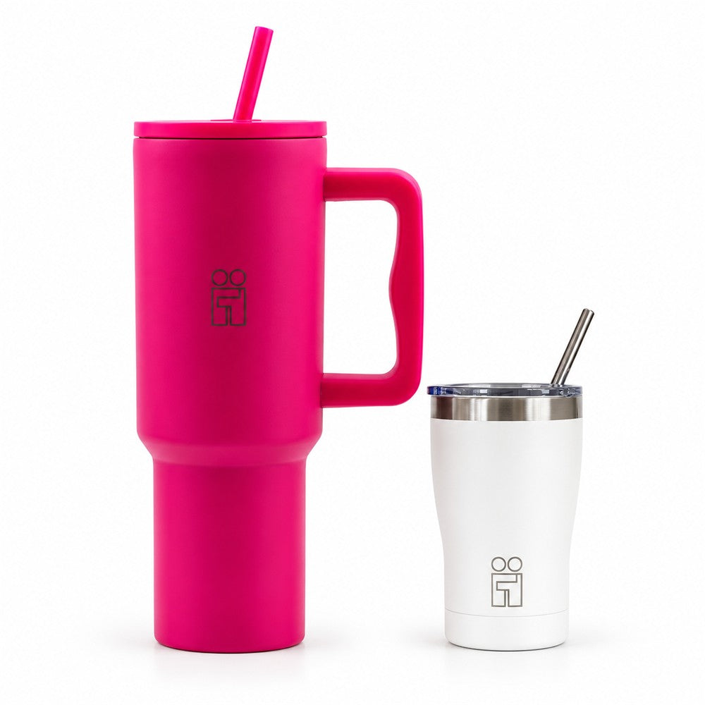 Combo Hugs My Tumbler 1200ml Bold Heart και Coffee Cup 350ml Λευκό