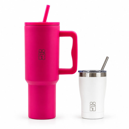 Combo Hugs My Tumbler 1200ml Bold Heart και Coffee Cup 350ml Λευκό