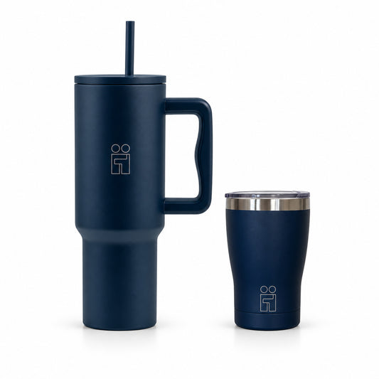 Combo Hugs My Tumbler 1200ml Deep Navy Blue και Coffee Cup 350ml Μπλε Σκούρο