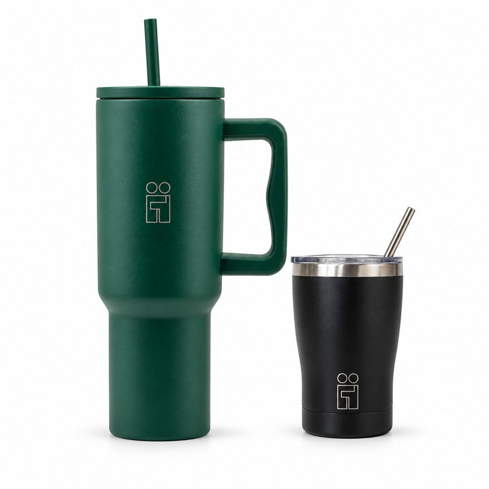 Combo Hugs My Tumbler 1200ml Earth Touch και Coffee Cup 350ml Μαύρο
