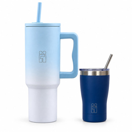 Combo Hugs My Tumbler 1200ml Ombre Blue και Coffee Cup 350ml Μπλε