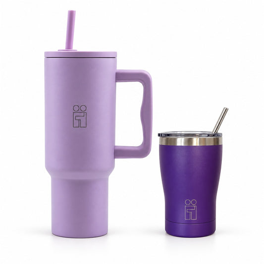 Combo Hugs My Tumbler 1200ml Purple Calm και Coffee Cup 350ml Μωβ