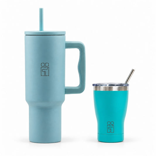 Combo Hugs My Tumbler 1200ml Soft Sky & Coffee Cup 350ml Τιρκουάζ