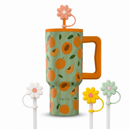 Combo Estia Straw Tumbler XL 900ml Series 4 & Hugs Straw Toppers Flowers σετ 4τμχ