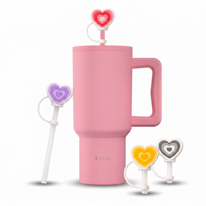 Combo Estia Straw Tumbler XL 900ml Series 4 & Hugs Straw Toppers Hearts σετ 4τμχ