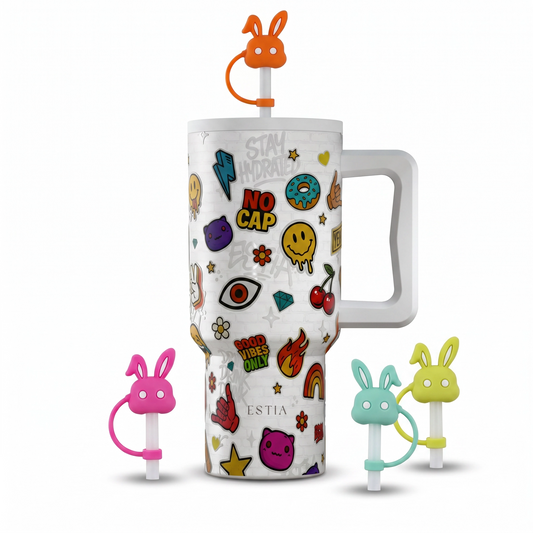 Combo Estia Straw Tumbler XL 900ml Series 4 & Hugs Straw Toppers Bunnies σετ 4τμχ