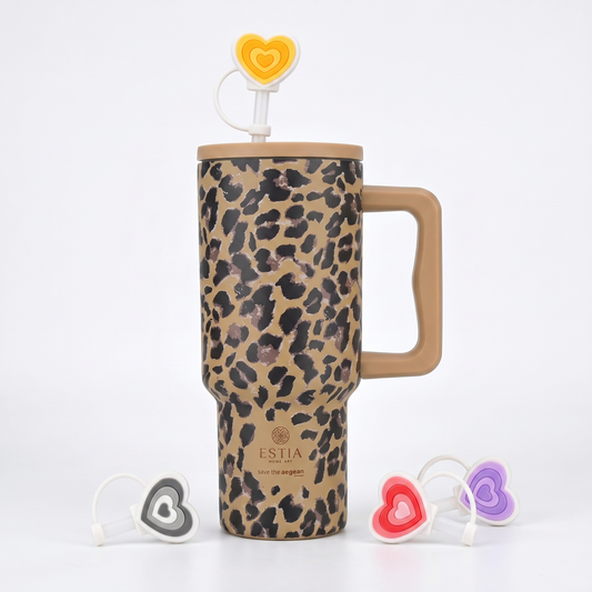 Combo Estia Straw Tumbler XL 900ml & Hugs Straw Toppers Hearts σετ 4τμχ