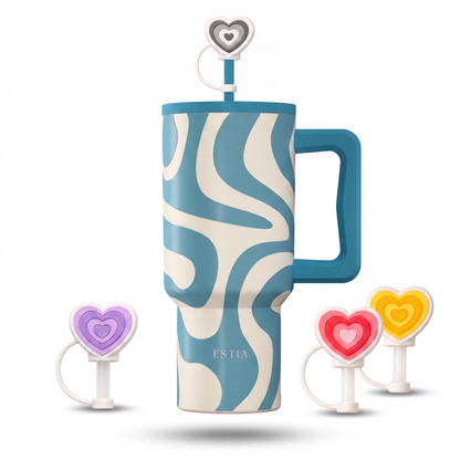 Combo Estia Straw Tumbler XL 900ml Series 4 & Hugs Straw Toppers Hearts σετ 4τμχ