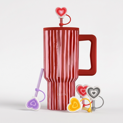 Combo Estia Straw Tumbler XL 900ml Series 4 & Hugs Straw Toppers Hearts σετ 4τμχ