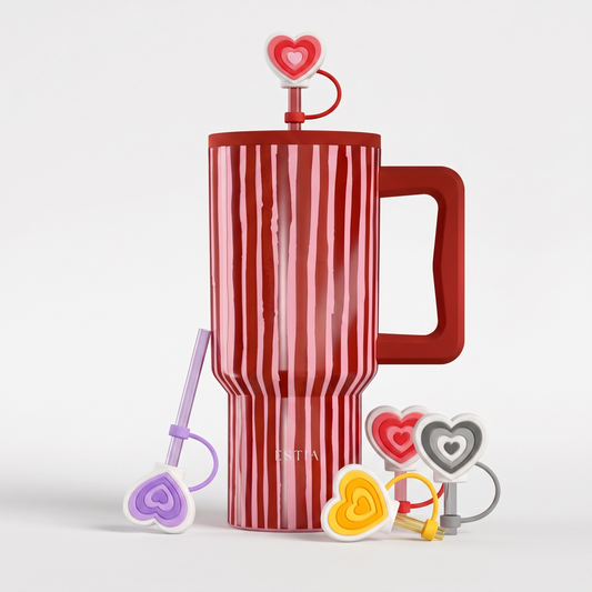 Combo Estia Straw Tumbler XL 900ml Series 4 & Hugs Straw Toppers Hearts σετ 4τμχ