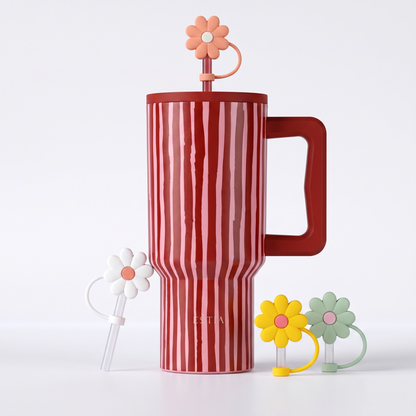 Combo Estia Straw Tumbler XL 900ml Series 4 & Hugs Straw Toppers Flowers σετ 4τμχ