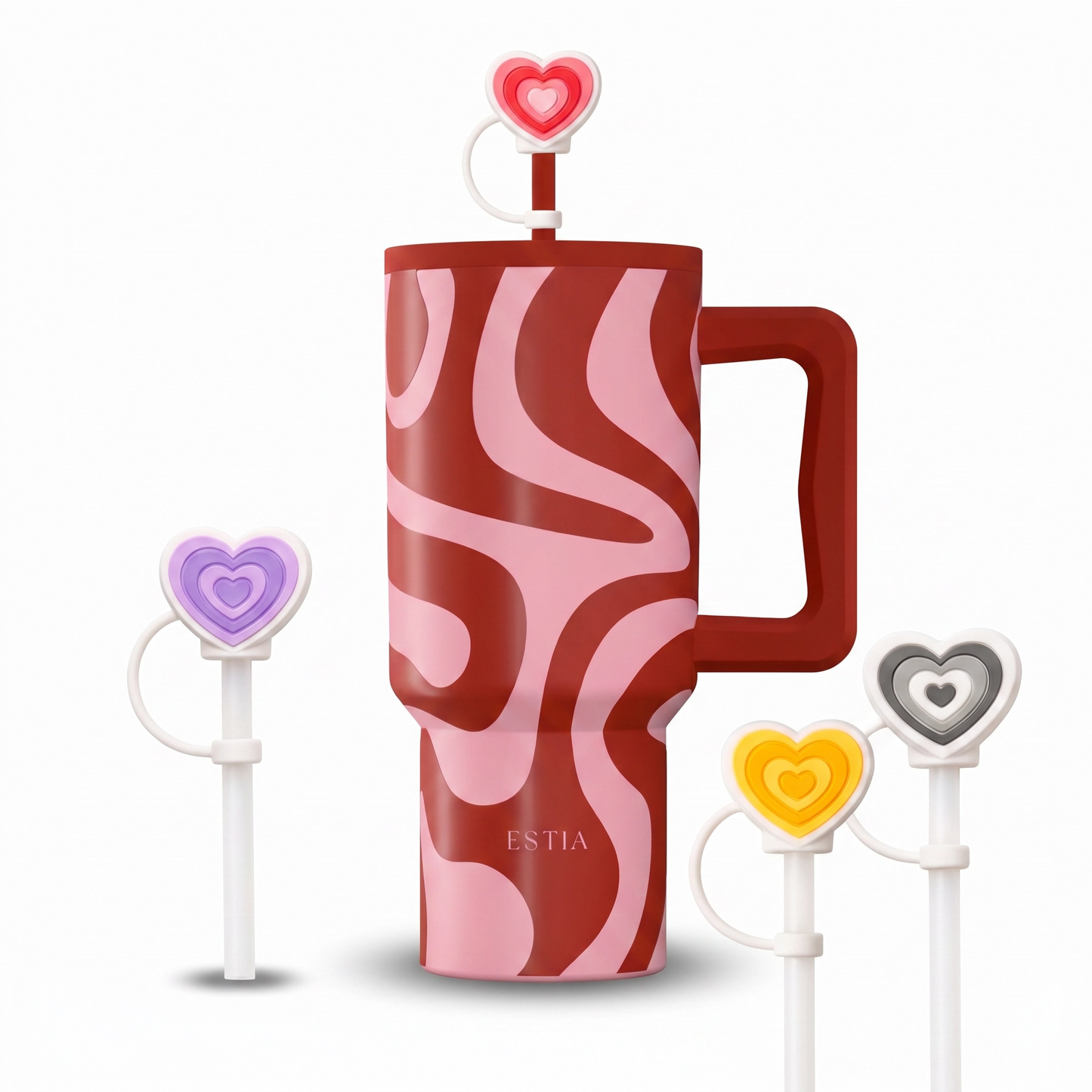 Combo Estia Straw Tumbler XL 900ml Series 4 & Hugs Straw Toppers Hearts σετ 4τμχ