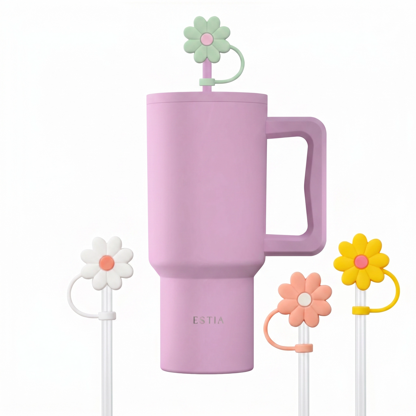 Combo Estia Straw Tumbler XL 900ml Series 4 & Hugs Straw Toppers Flowers σετ 4τμχ