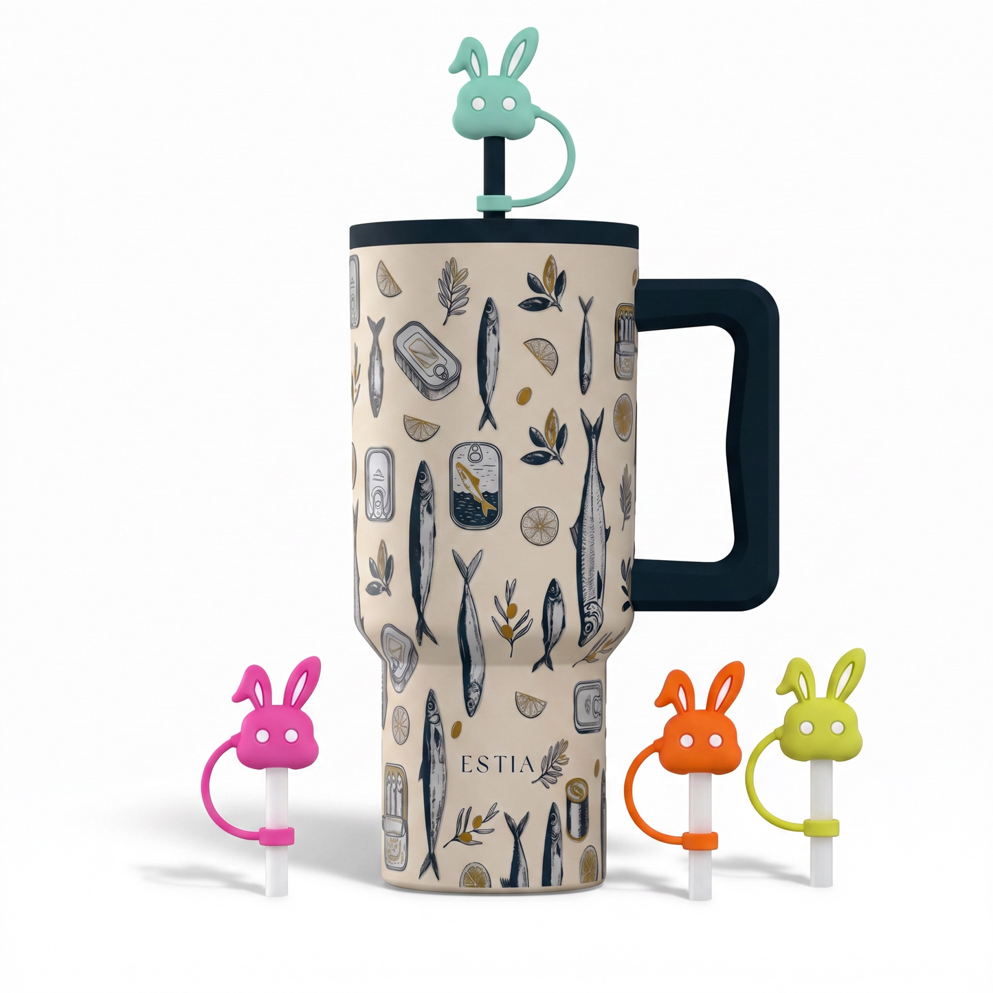 Combo Estia Straw Tumbler XL 900ml Series 4 & Hugs Straw Toppers Bunnies σετ 4τμχ